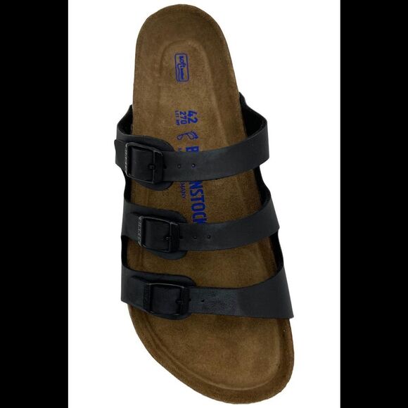 Birkenstock Women's Florida Soft Footbed Slide Sandal Black - Wide - Picture 2 of 3